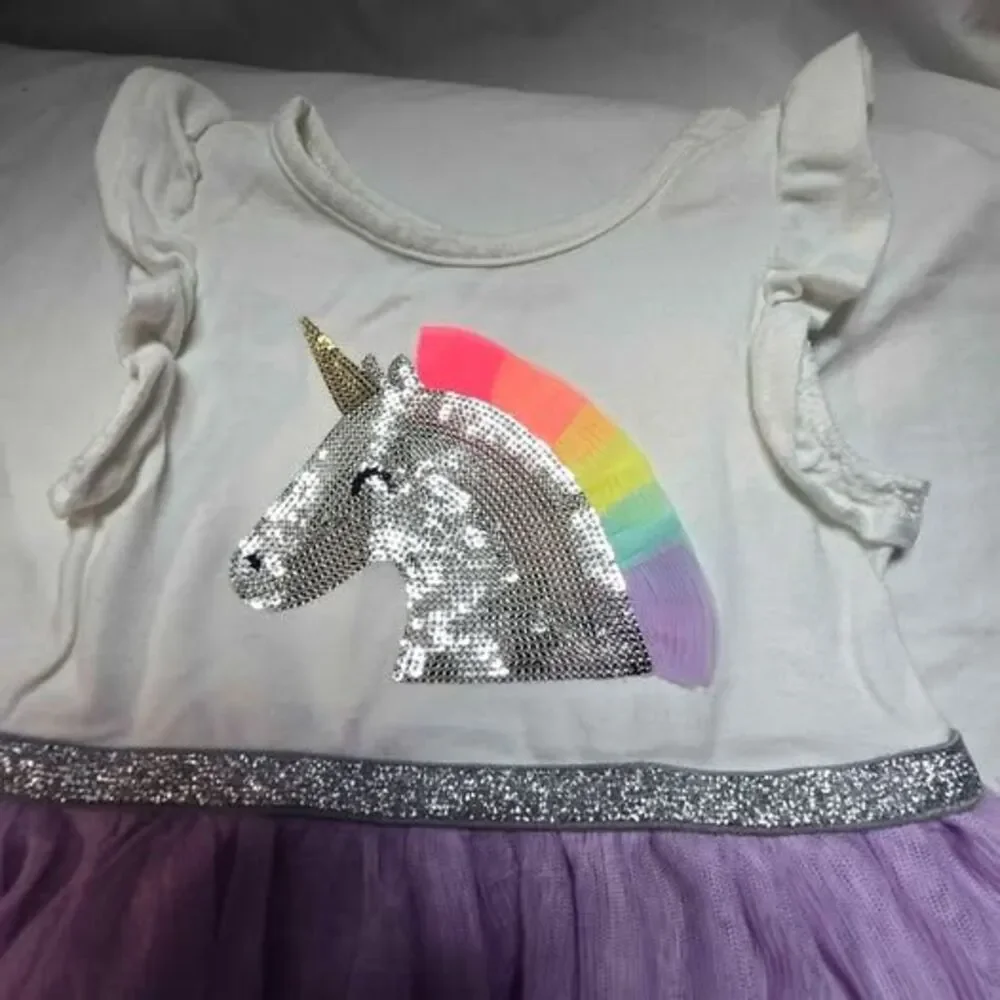 Cat Jack size 2T unicorn dress rainbow sequins purple tulle overlay